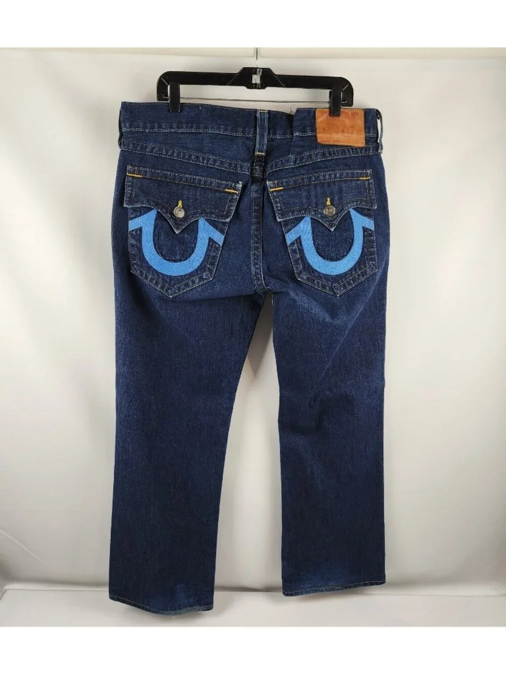 True Religion Jeans Mens 38 Ricky Flap Straight Blue M24859P43 Altered Hem Waist